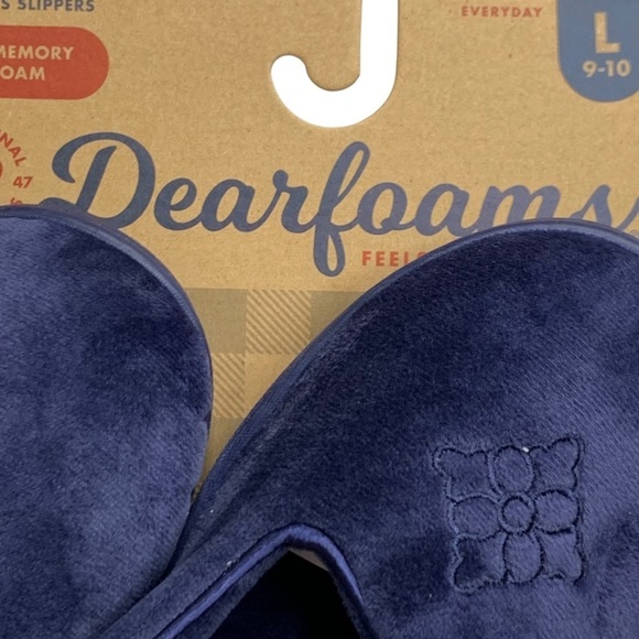 Dearfoams Navy Blue Memory Foam House Shoe Slipper with Substantial Rubb… - Picture 1 of 12